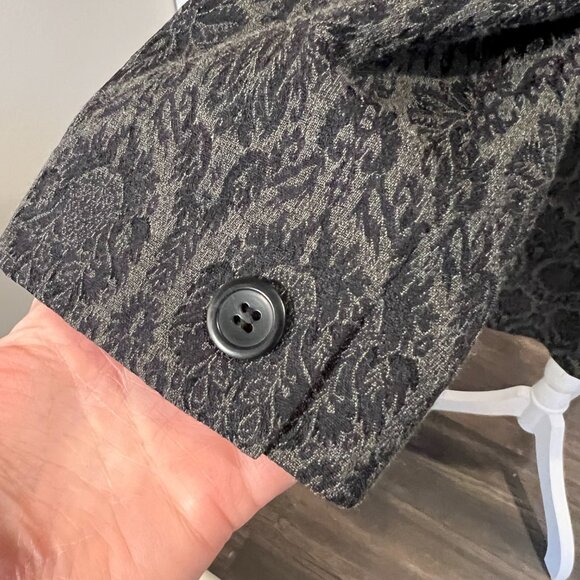 Jones NY Gray & Navy Jacquard Long Jacket/Dress Coat, Size 8 - Picture 10 of 16